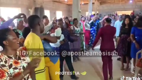 Pastor speaking in tongues "heals" people with holy spirit in deliverance prayer