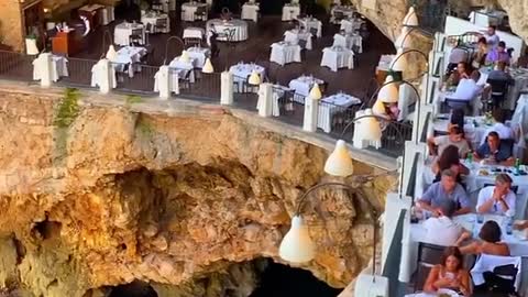 unique view and the sound of the waves as background music in the Grotta Palazzese restaurant