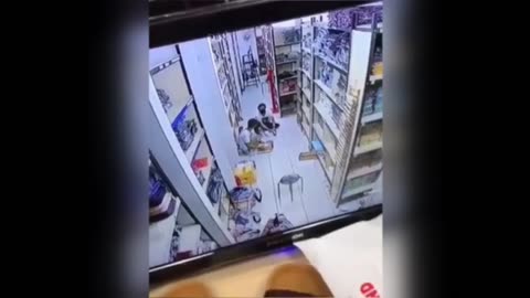 Ghost activity recorded by security camera at mini market