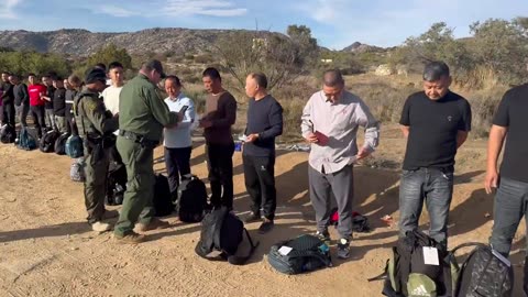 Groups of Mostly Chinese Men Crossing Illegally into the United States at the Californian Border
