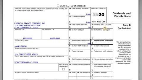 IRS Form 1099-DIV Reporting on Form 1040 Tax Return