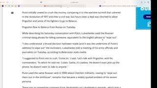 Putin wanted to "Wipe Out" Prigozhin during the mutiny. Lukashenko said. Sounds like Putin?