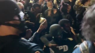 Sweet moment between protester and cop at Barclays