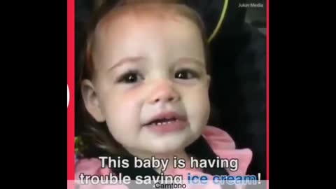 Cute baby can't say Ice cream