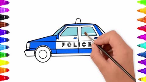 Drawing and Coloring for Kids - How to Draw Police Car