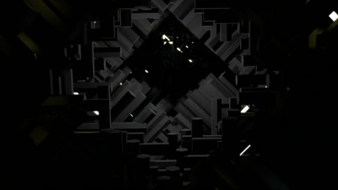 Winding and dark tunnel formed by geometric shapes