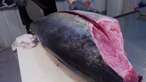 World's Sharpest Tuna Knife！Superb yellowfin Tuna cutting skill, Luxurious sashimi