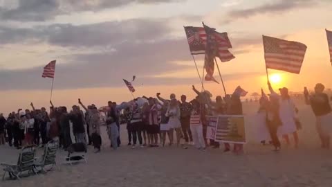 Marjorie Taylor Greene & Matt Gaetz Warm Welcome On Huntington Beach