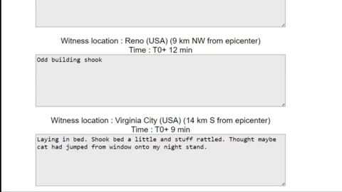 Earthquake Swarm, Magnitude 3.0 quake in south Reno, Virginia City, Felt Reports