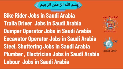 Bike rider, Tralla Dumper Driver, Shuttering Steel Electrician Plumber jobs in Saudi 2023