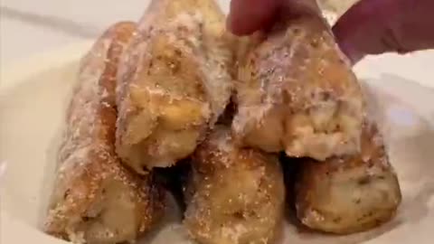 Vegan French toast roll ups filled with peanut butter