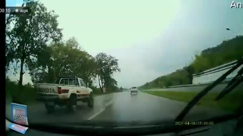 Truck Loses Tire and Creates Close Call for Pedestrians