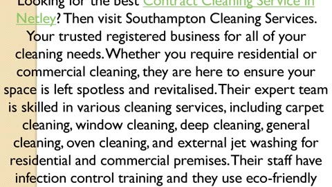 Get the best Contract Cleaning Service in Netley