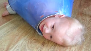 Baby Boy Stuck Backwards In Dog Cone