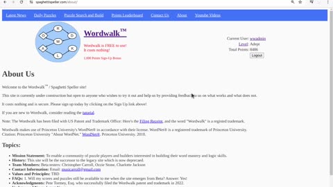 Wordwalk / Spaghettispeller Website Overview