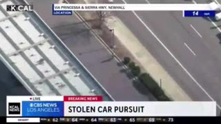 Los Angeles County deputies were in pursuit of a stolen car near Newhall.