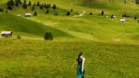 Picturesque, beautiful prairie scenery, Dolomites, Italy