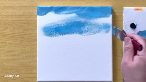 Mix The Four Pigments And Paint Them With A Blue Background