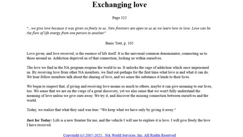 Just for Today - Excahnge Love