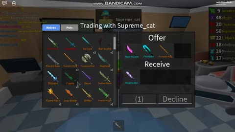 LONGEST MAGMA TRADE EVER!! *GETS REJECTED* (ROBLOX ASSASSINS LONGEST TRADE!)