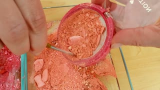 Strawberry vs Peach - Mixing Makeup Eyeshadow Into Slime ASMR 290 Satisfying Sli