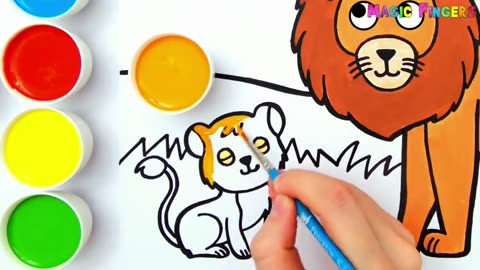 Loin drawing, Drawing and coloring loin for kids