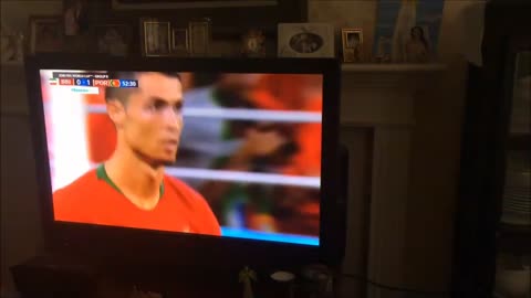 Watching Portugal play on World Cup 2018. From our living room
