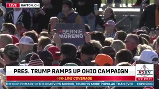 U.S. Senate candidate Bernie Moreno joins President Trump onstage