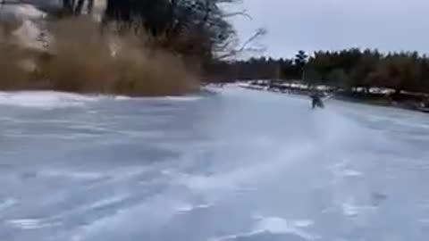 riding a motorcycle on ice