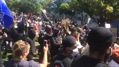 Aug 27 2017 Berkeley 1.7 Antifa beat and pour urine on Trump supporter at Berkeley