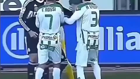 World famous footballer Cristiano Ronaldo fight during match