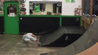 Guy green ramp fall off skateboard half pipe