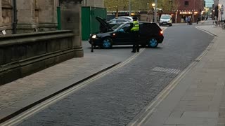 Delivery Driver Stuck to Safety Bollard