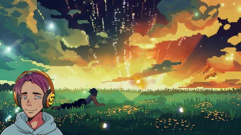 Meadow Sunset: Chill Lofi Music & Anime Pixel Art