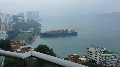 Huge Container Ship Fails To Slow Down And Moves Towards Ground In Hong Kong