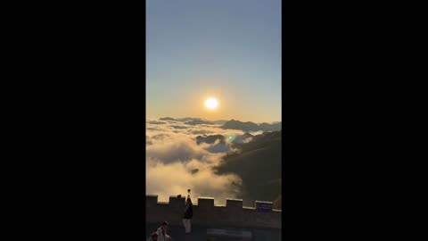 Breathtaking views of cloud-covered mountains in China