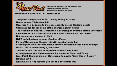 Wednesday, March 13, 2024 News Blast.