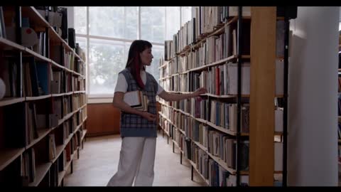 Woman Searching Books in a Library