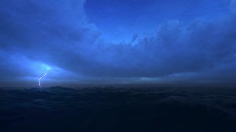 Thunderstorm At Sea Sounds For Sleeping, Relaxing ~ Thunder Rain Ocean Sea Lightning Ambience