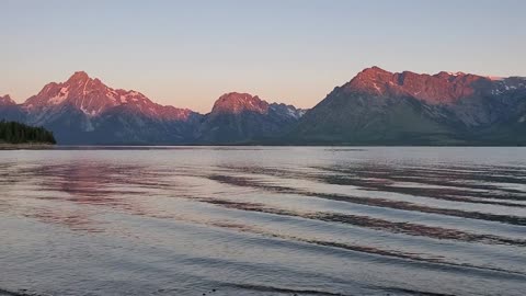 Teton National park sunrise on the lake