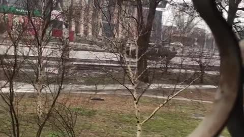 Columns of Russian military equipment are passing along #Bohdan #Khmelnitsky Avenue in #Melitopol.
