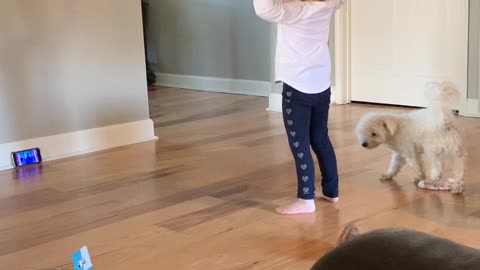 Daughter practicing for backup dancer position.