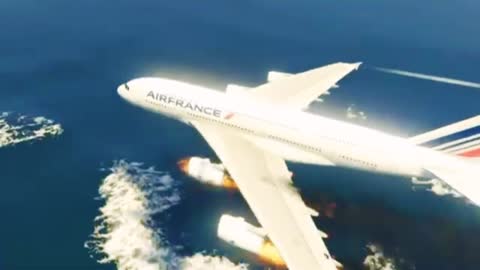 Left wing airfrance plane caught fire and sank into the sea