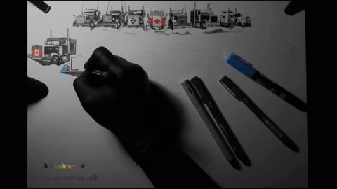 The Canadian Freedom Convoy - time-lapse drawing