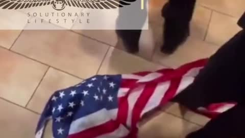 NYPD Stomps on American Flag Kicks Mother and Son Out No Vaccine Passports