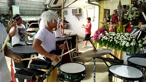 Sto Ninio Fiesta 2020 Before the parade Libis tribe Ati Atihan Drummers