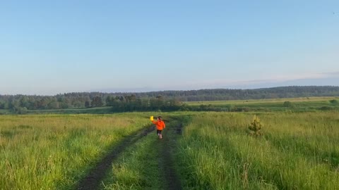 walking in the field