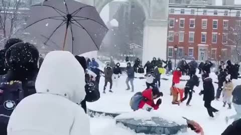 Snowball fight in NYC