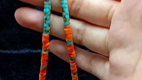 Green Ghost phantom quartz beads with orange spiny oyster mop beads choker full strand 16inch 04