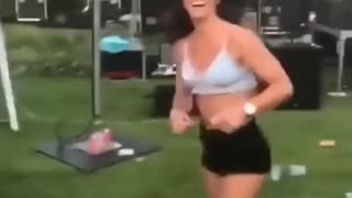 Girl does a backflip split amazing